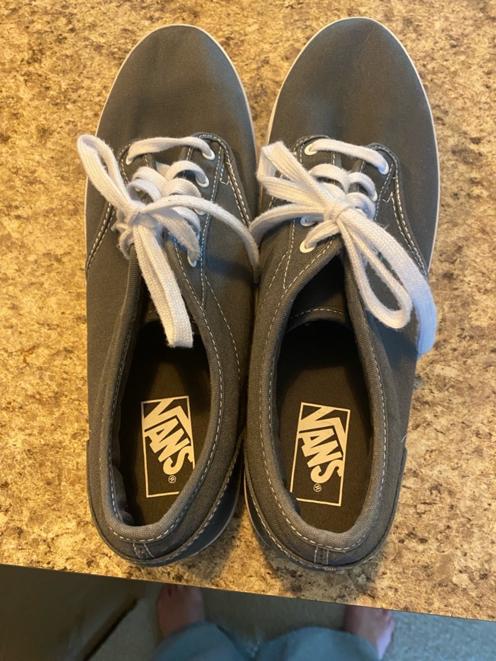 Vans Dark Gray Canvas Low-Top Sneakers with White Laces